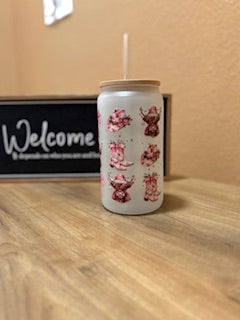 cowgirl christmas GLASS 16oz