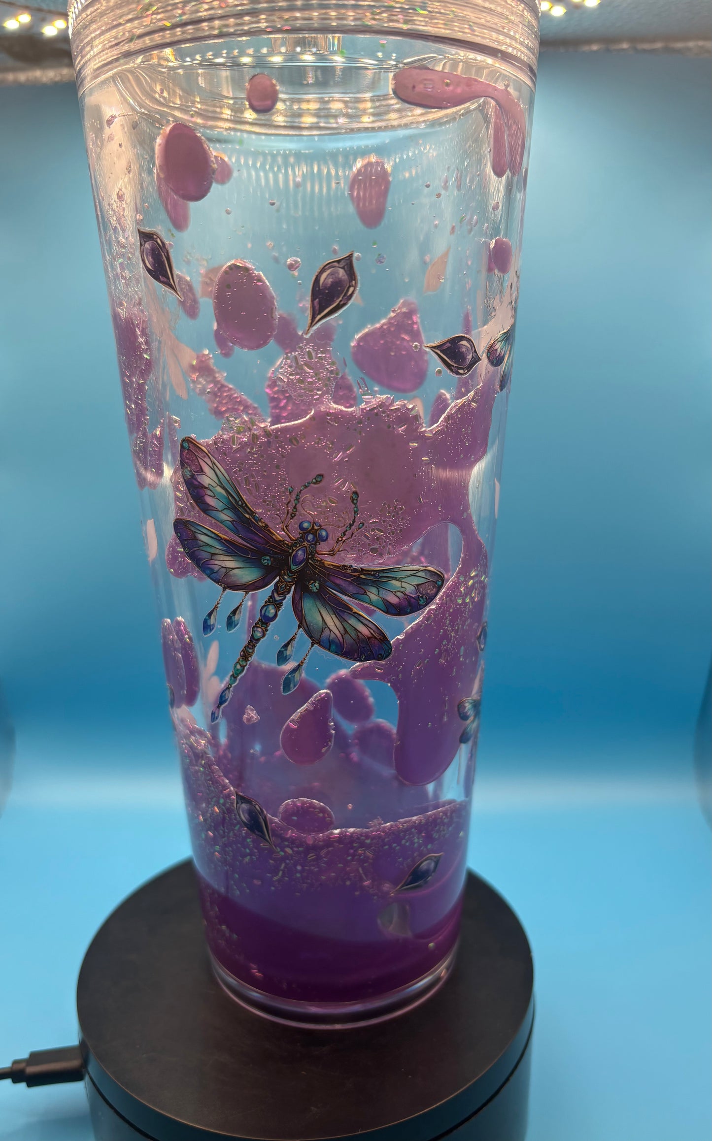 24oz lava cup with dragonfly design