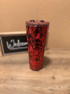 24oz tall, cute cup with decorated lid